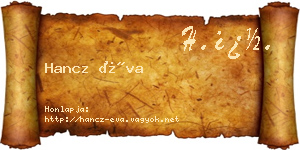Hancz Éva névjegykártya